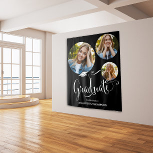 Graduation Graduate Black and White Photo Party Tapestry