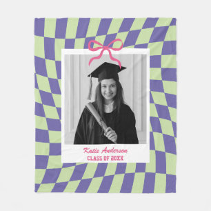 Graduation Graduate Class Senior Year Photo Check Fleece Blanket