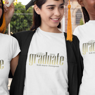 Graduation Graduate Minimalist Typography Custom T-Shirt