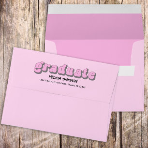 Graduation Graduate Retro Pink Typography Simple Envelope