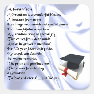 Graduation   Grandson Poem Square Sticker