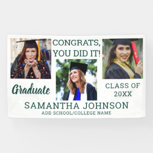 Graduation Green  3 Photo Congrats Graduate 2023  Banner