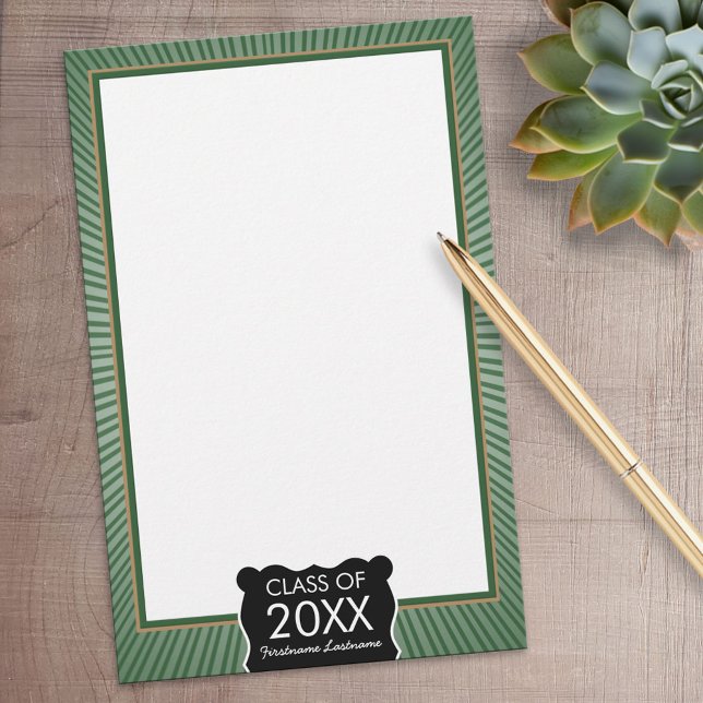 Graduation - Green Border with Class of Stationery (Personalized Stationery)