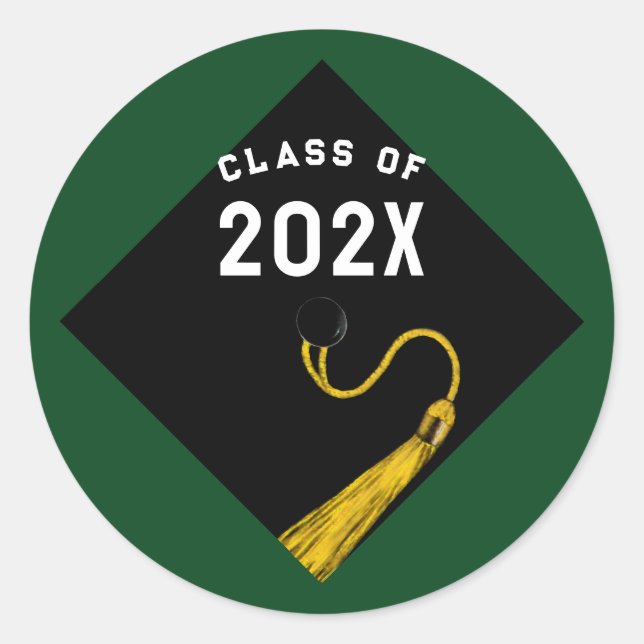 Graduation Green Classic Round Sticker (Front)