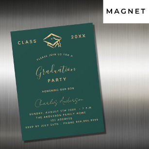 Graduation green gold simple luxury 2024 magnetic invitation