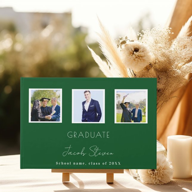 Graduation green name script photo guest book (Creator Uploaded)