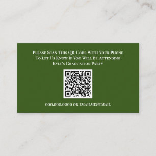 Graduation Green White RSVP QR Code Response Card