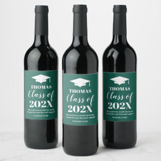 Graduation green wine label