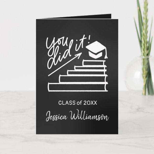 Graduation Greeting Card. You Did It Typography Card (Front)