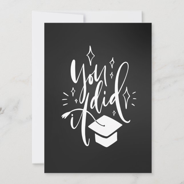 Graduation Greeting Flat Card You Did It Lettering (Front)