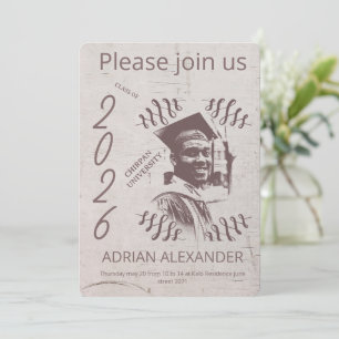 Graduation greyed backdrop custom photo invitation