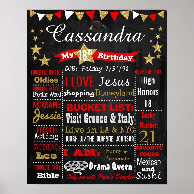 Graduation hat 18th birthday chalkboard sign (Front)