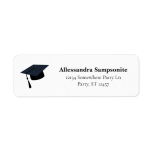 Graduation Hat Black Return Address Label