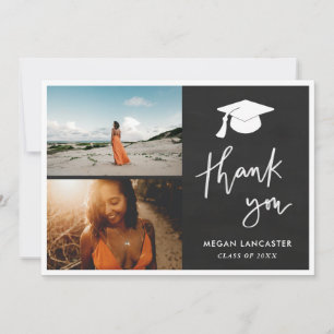 Graduation Hat Chalkboard Thank You Script Card