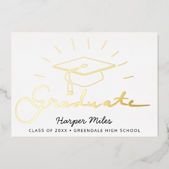 Graduation hat gold postcard (Front)