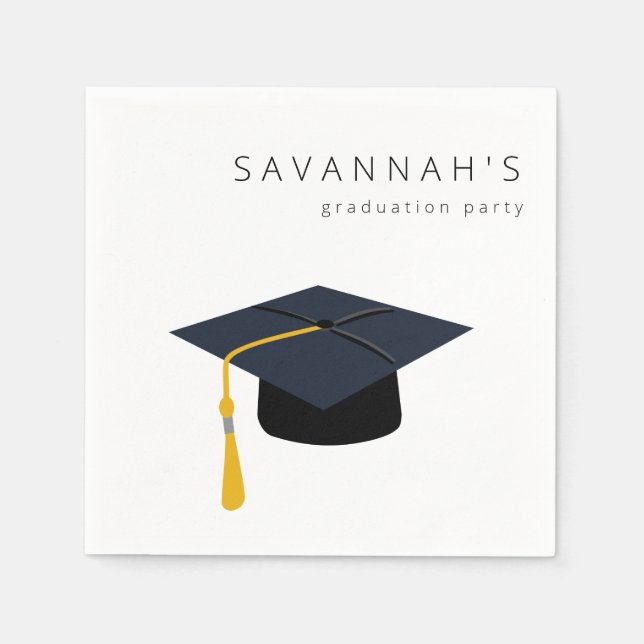 Graduation Hat & Name Party Napkins (Front)
