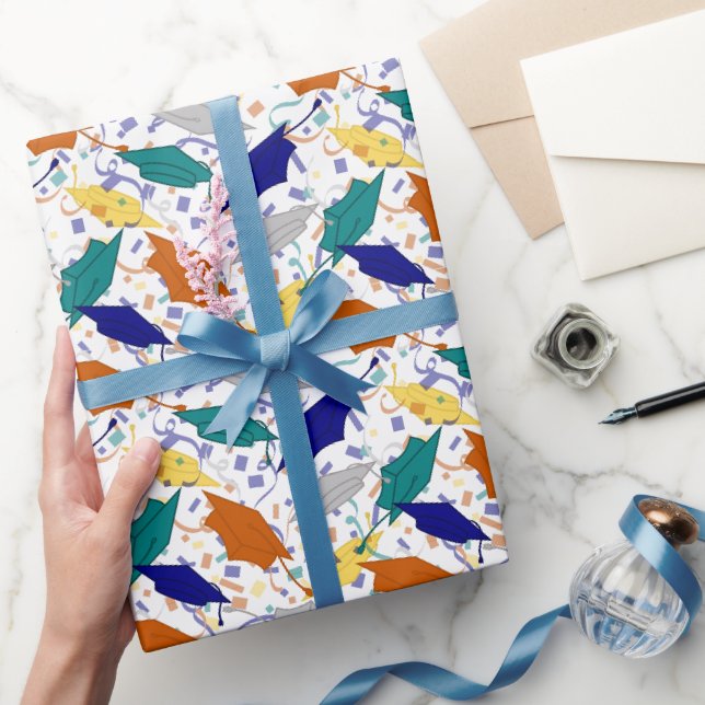 Graduation Hat Toss (Academic) Wrapping Paper (Gifting)