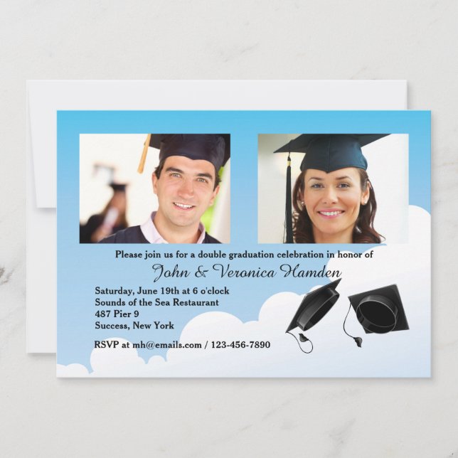 Graduation Hat Toss Photo Invitation (Front)