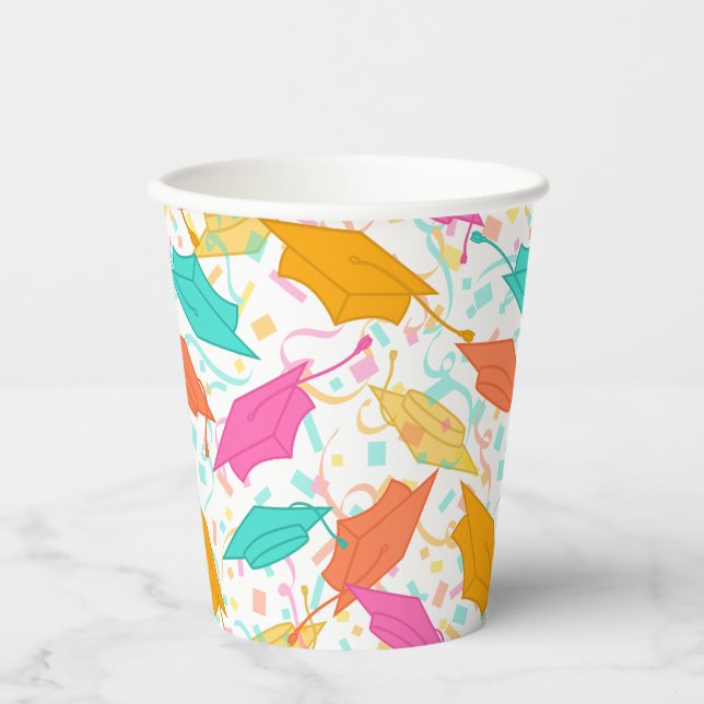 Graduation Hat Toss (Tropical) Paper Cups (Front)