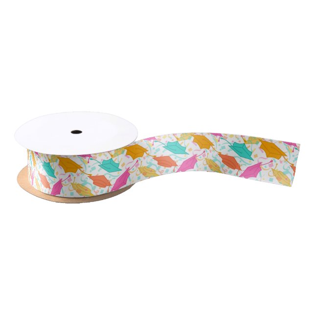 Graduation Hat Toss (Tropical) Satin Ribbon (Spool)