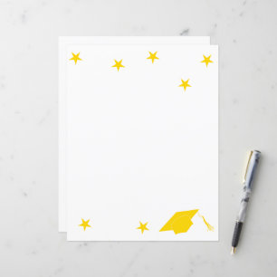 Graduation hat yellow stars Paper Sheet