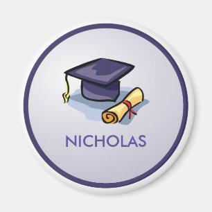 Graduation Hats in Air, Custom Round Gift Magnet