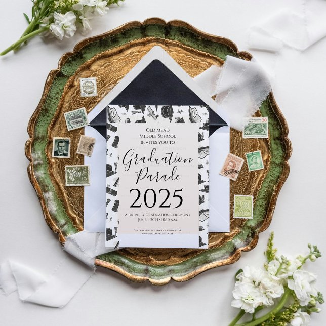 graduation Hats Pattern Outdoor Graduation Invitation (graduation Hats Pattern Outdoor Graduation Invitation
)