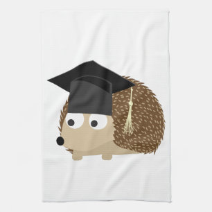 Graduation hedgehog tea towel