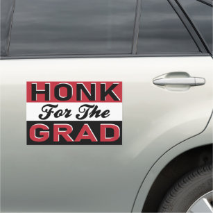Graduation Honk Modern Black Red White Car Magnet