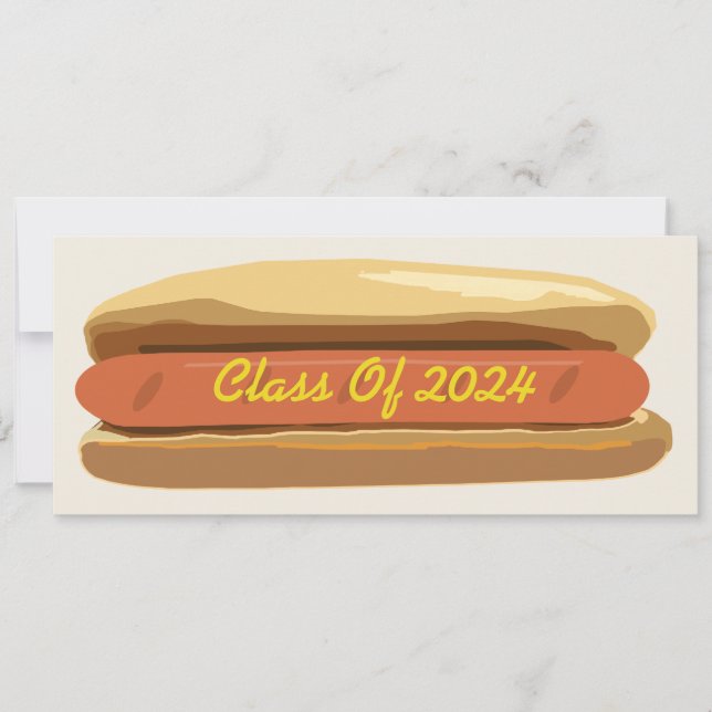 Graduation Hotdog With Mustard Class of 2024 Invitation (Front)
