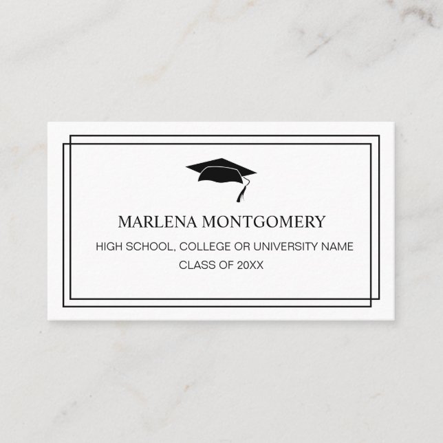 Graduation Insert Photo Name Card Modern Cap Hat (Front)