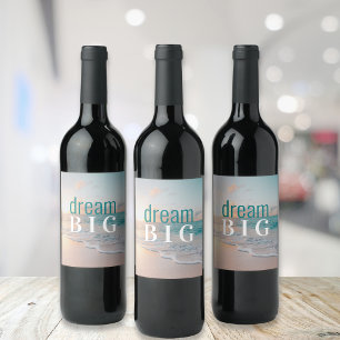 Graduation Inspirational Dream Big Tropical Beach Wine Label