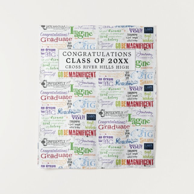 Graduation Inspirational Sayings Photo Op Backdrop Tapestry (Front)