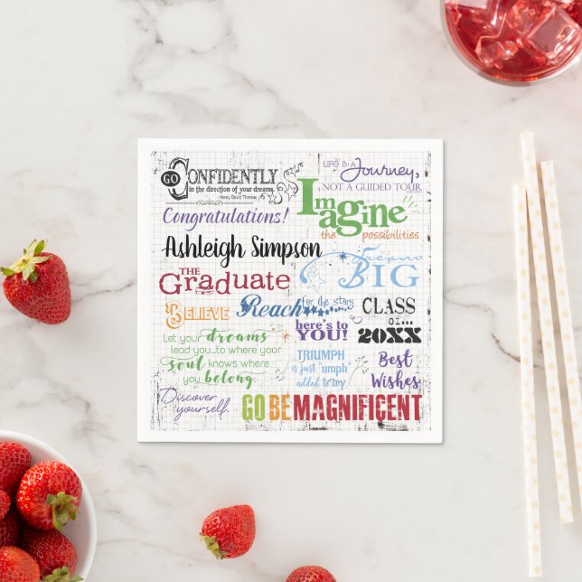 Graduation Inspirational Word Art Personalised Napkin (Insitu)
