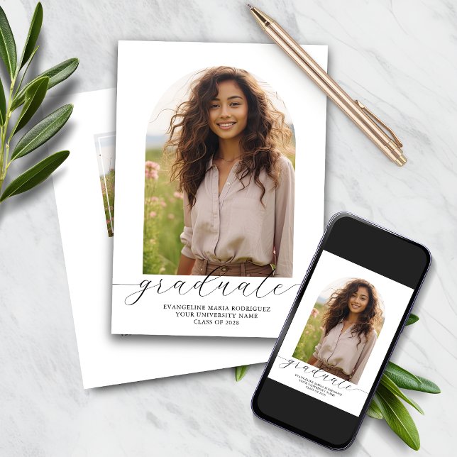 Graduation Invitation 2 Photos Arch White (Creator Uploaded)