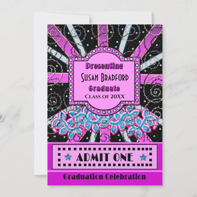 GRADUATION INVITATION - BROADWAY TICKET/PHOT0 (Front)