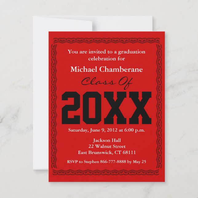 Graduation Invitation Classic Red (Front)