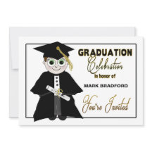 Graduation Invitation - Guy in Cap & Gown