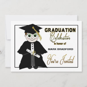 Graduation Invitation -  Guy in Cap & Gown