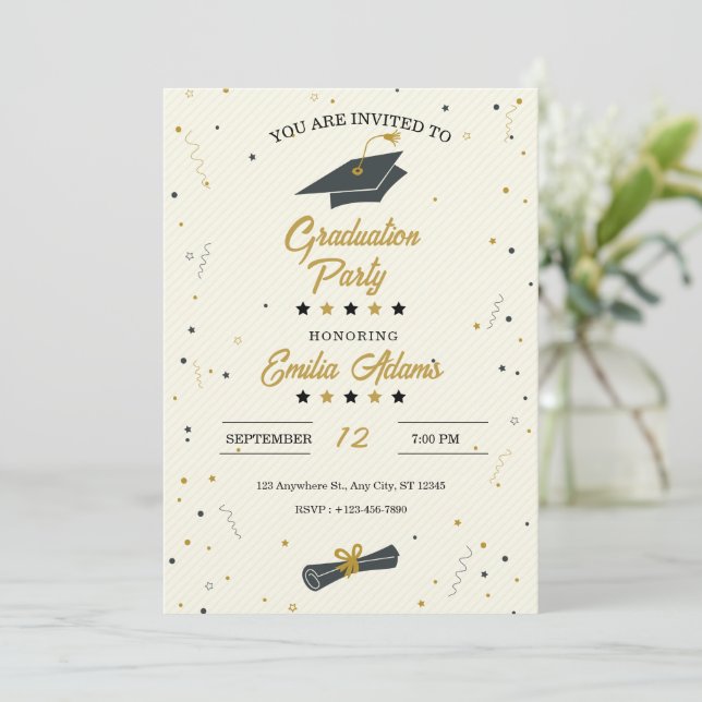 Graduation Invitation, Modern Graduation Senior Invitation (Standing Front)