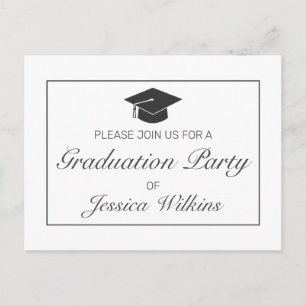 Graduation Invitation Modern Minimalist White Postcard