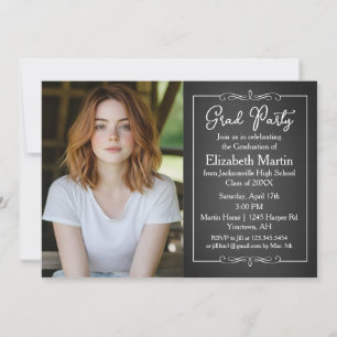 Graduation Invitation on Chalkboard photo