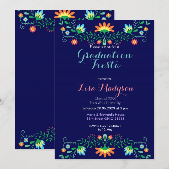 Graduation Invitation Party Fiesta Mexican Invite (Front/Back)