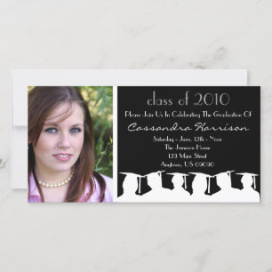 Graduation Invitation Photo Card Black Silhouette