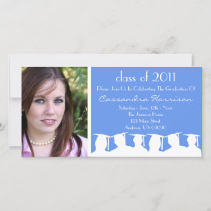 Graduation Invitation Photo Card (Blue Silhouette)