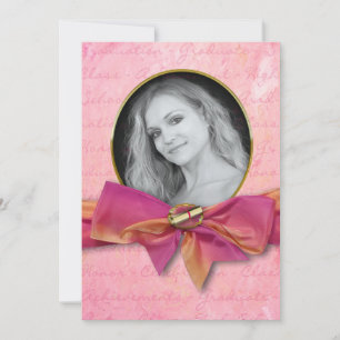 Graduation Invitation -PHOTO/YEAR INSERT/Pink Bow