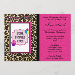 Graduation Invitation - Pink Leopard / Cheetah