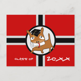 Graduation Invitation Postcard Puppy Red 1
