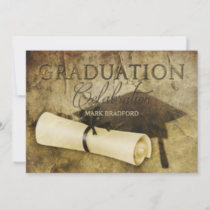 GRADUATION INVITATION -RUSTIC ANTIQUE  -PHOTO/BACK