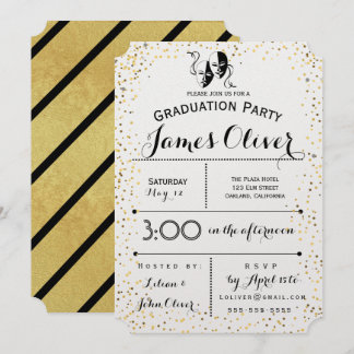 Graduation Invitation Theatre Major Gold and Black